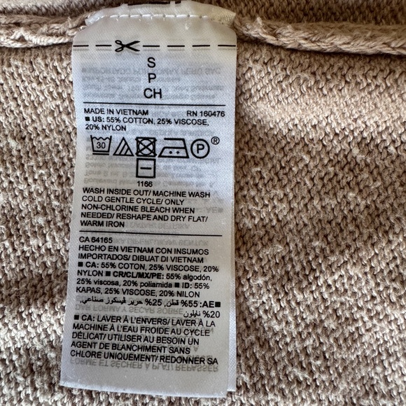 Old Navy Long Sleeve Open Front Cardigan Sweater Beige Small Pockets Career Knit - Picture 10 of 13